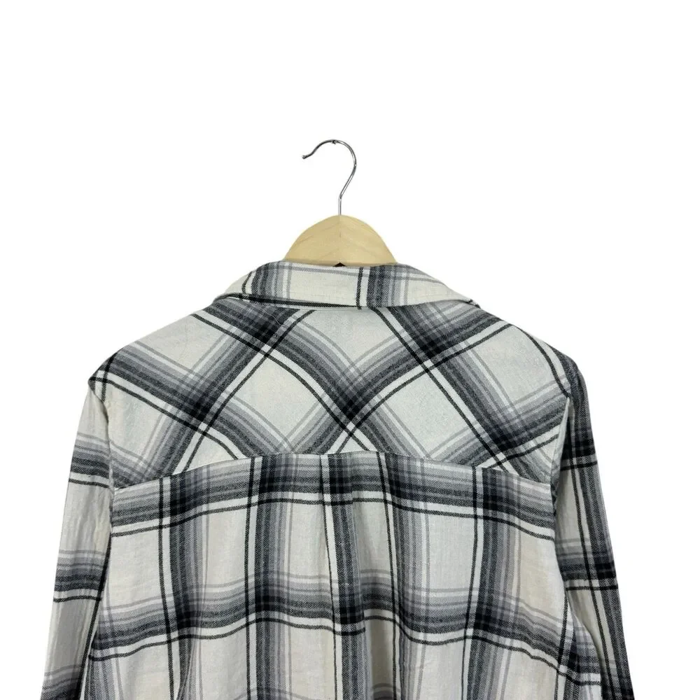 GAP Large Cotton Flannel Shirt Button Up Long Sleeve Plaid Womens READ - Picture 10 of 12